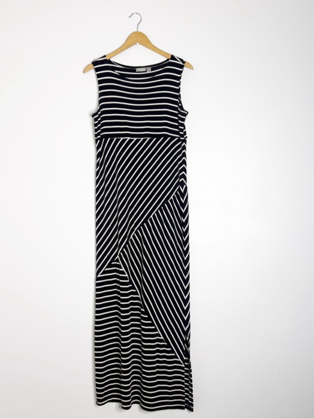 Chico's Black and White Striped Maxi Dress - Picture 2 of 7